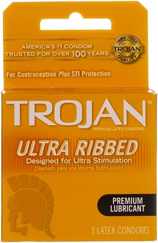 Trojan Stimulations - Preservativos de látex ultra acanalados, 3 unidades, paquete de 5