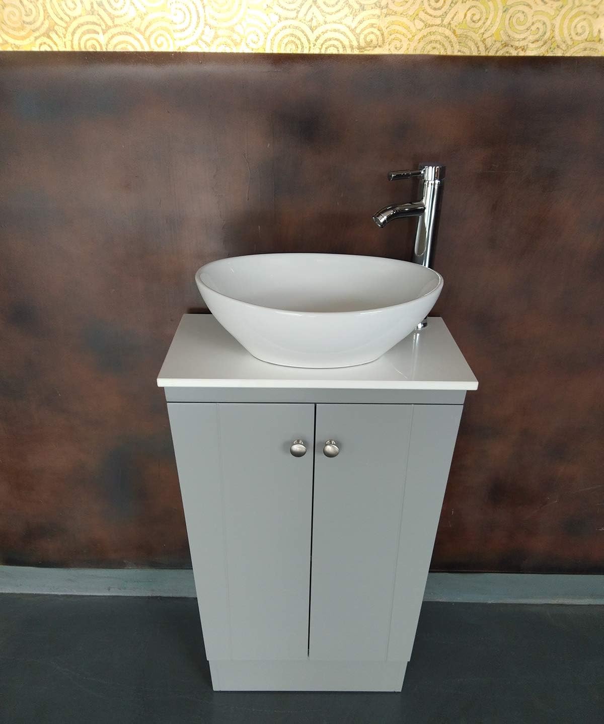 21 INCH Assembled Free Standing Wooden Bathroom Vanity Oval Ceramic Sink Faucet and Drain Included