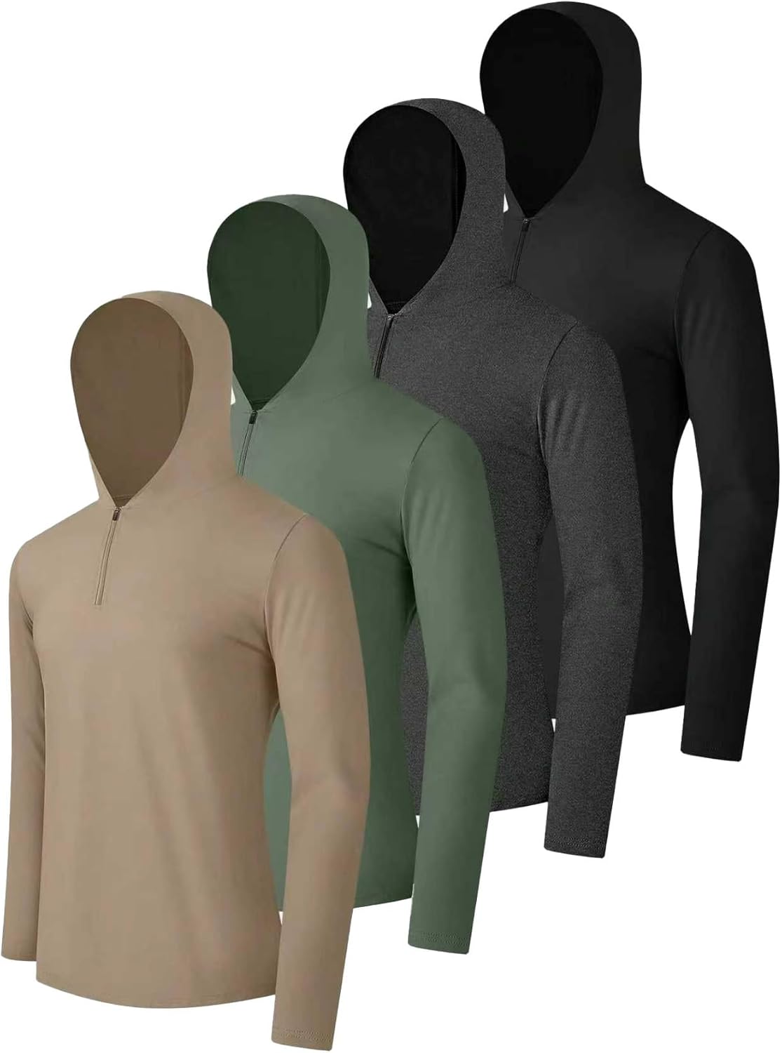 Men's Classic Fit Quarter Zip Pullover T-Shirts Casual Long Sleeve Sports Athletic Workout Sweatshirt