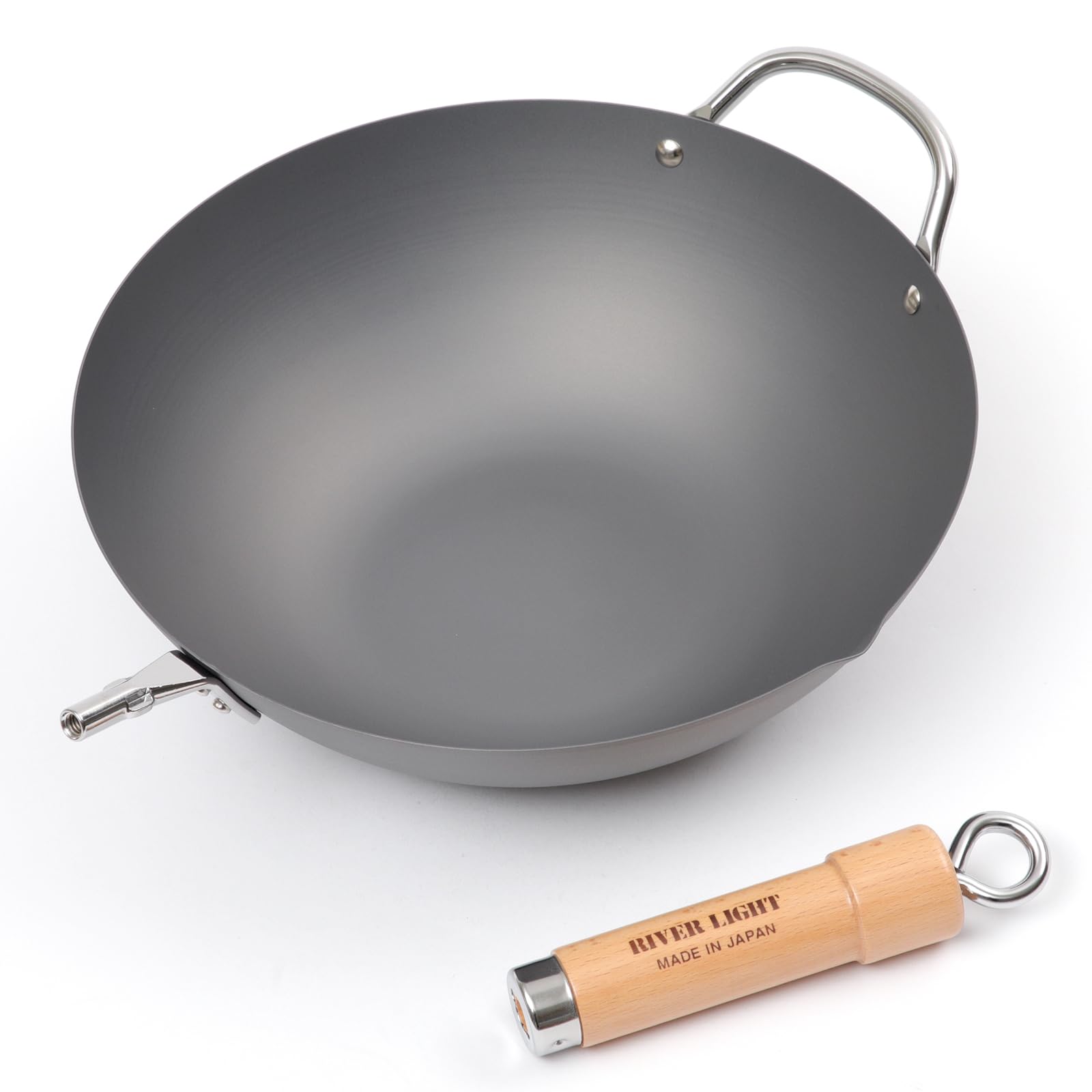 KIWAME - Wok di alta qualità, 30 cm, nero, manico in legno, antiaderente, 3,2 quarti, compatibile con piano cottura elettrico