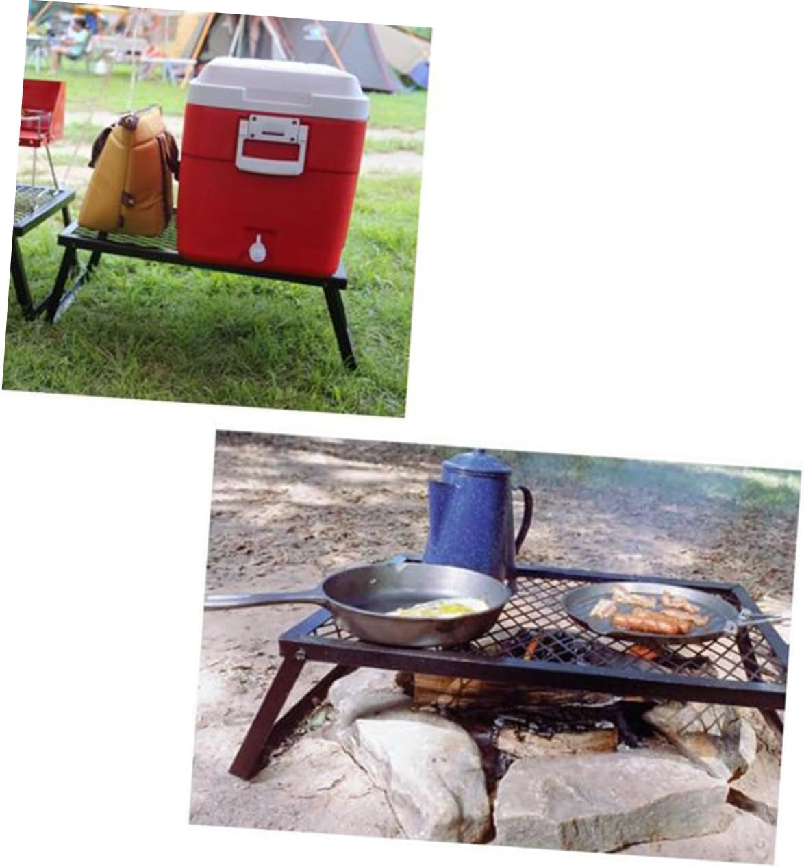 Sturdy Iron Folding Table Outdoor Picnic BBQ Desk Mesh Compact for Camping Patio