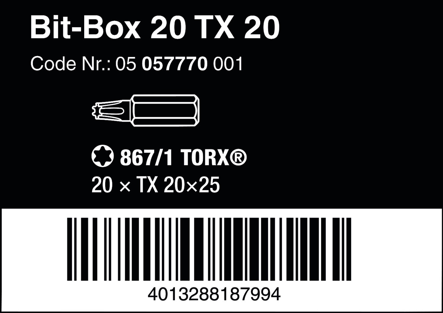 Image secondaire de Set d'Embouts TORX® Wera 20 pièces - TX 20 x 25 mm