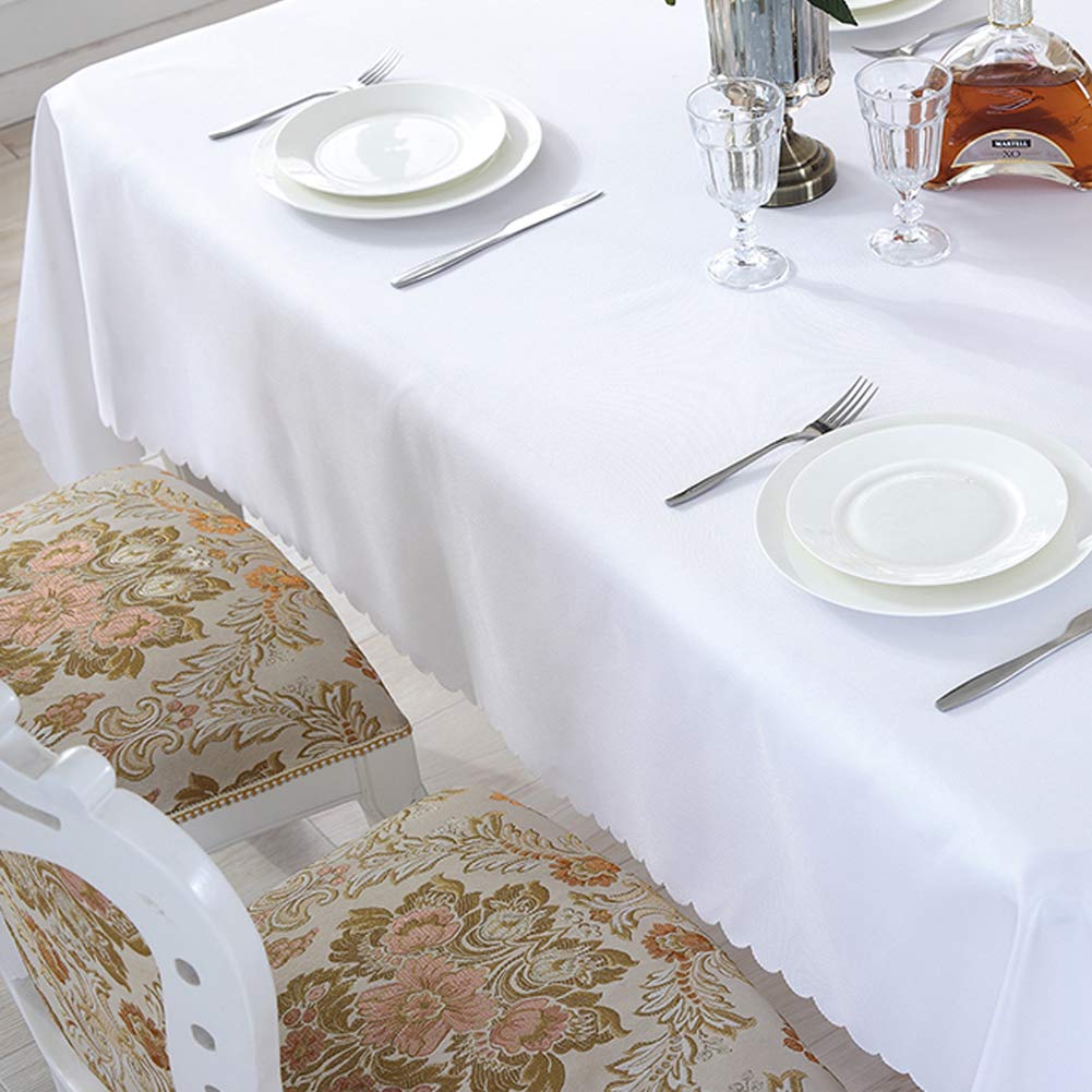 Tovaglia Rettangolare Bianca In Poliestere – 152x250 Cm, Lavabile, Antimacchia, Per Matrimoni E Buffet (confezione Da 6)