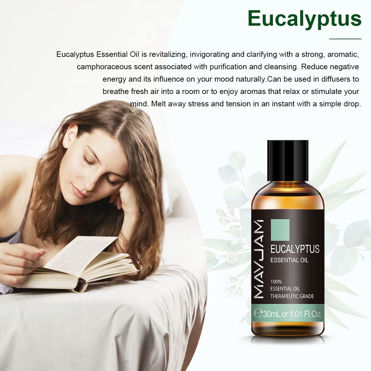 MAYJAM Set di Oli Essenziali 3 * 30ml Bergamotto Eucalipto Arancio Dolce, Set Regalo Di Oli Essenziali Per Aromaterapia Per Diffusore, Umidificatore