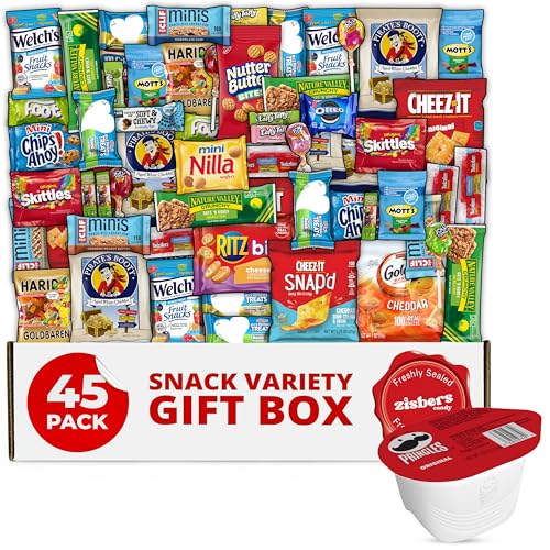Snack Box Care Package Gift Box – Large Variety Snack, Candy & Treats for College Students, Adults, Kids, and Office Treats (45 Pack) Snack Box Care Package Gift Box – Large Variety Snack, Candy & Treats for College Students, Adults, Kids, and Office Treats (45 Pack)