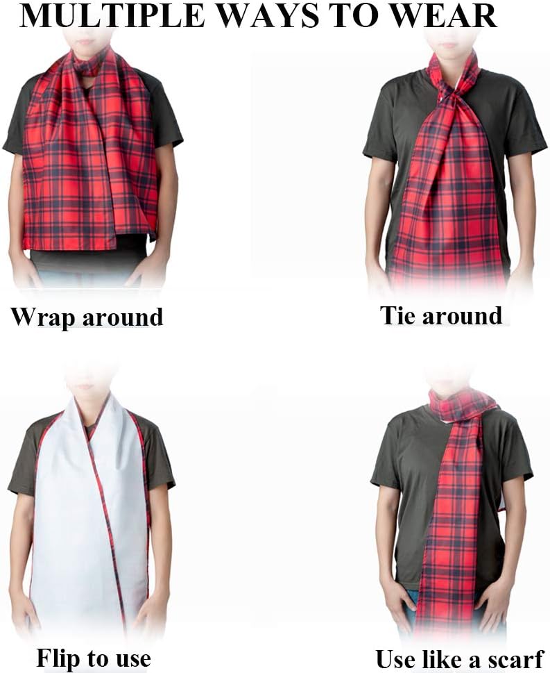 Uр Tо 40% оƒƒ Adult Bib Dining Scarf- Soft Micro Suede Fabric Clothing Protector, Shirt Protectors for Adults, Adult Bibs for Women & Men (Blue patters)