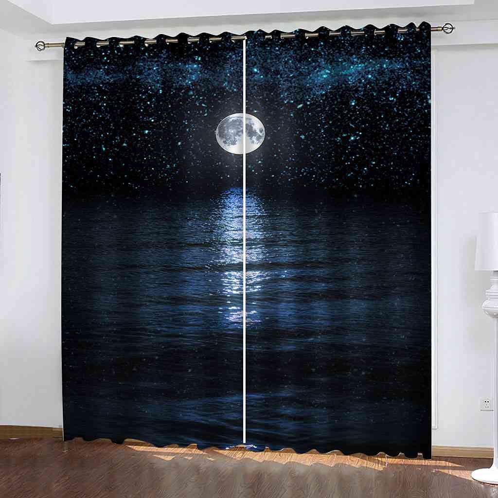 Isolant bruits et lumière : rideau occultant bleu lune mer pour retrouver le sommeil en chambre
