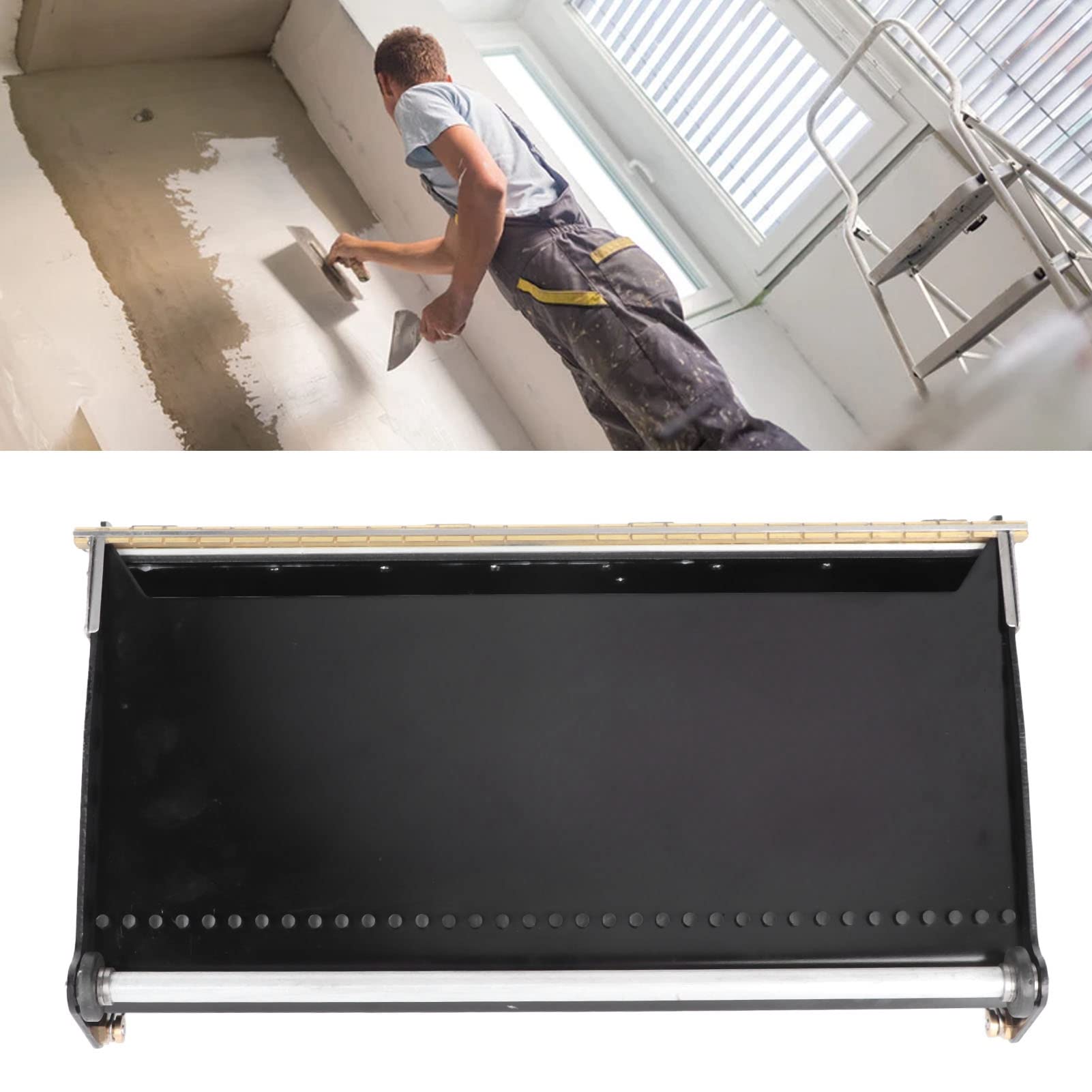 Sxhlseller Caja de Raspado de Masilla, Herramienta de Acabado de Pared Duradera para Enlucido de Paredes Rápido y Fácil, Aleación de Aluminio, Color Negro (30,5 cm/12 pulgadas)
