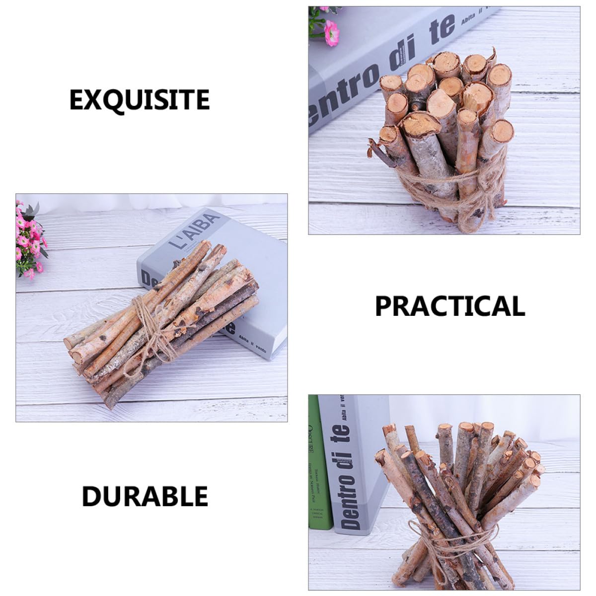Lurrose 40 Pezzi Tronchi Decorativi in Betulla Naturali 10-20 Cm Corda, Rametti per Decorazione Vasi e Arredamento Casa, Elementi Secchi per Addobbi Natalizi e Artigianato Creativo