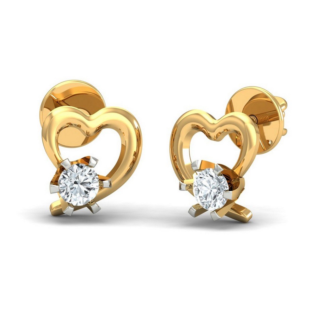 kuberbox 18KT Yellow Gold Diamond Love December Stud Earrings for Women-picture-40