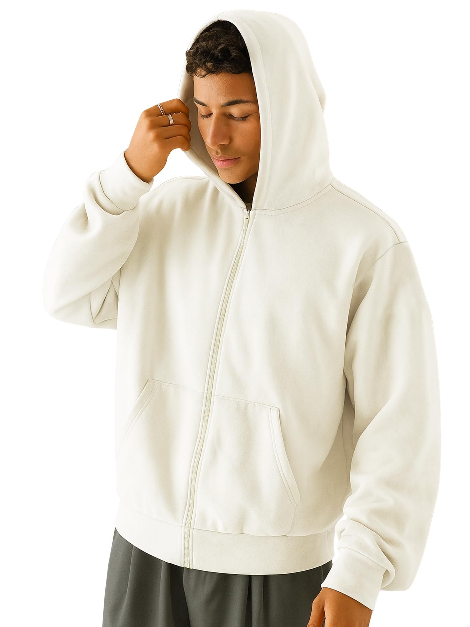 Jump Cuts || Fullzipper Solid Sweatshirt for men || Hooded Neck || Full Sleeve with Kangaroo Pockets||Hoodie for men||Sweatshirt for man-picture-11