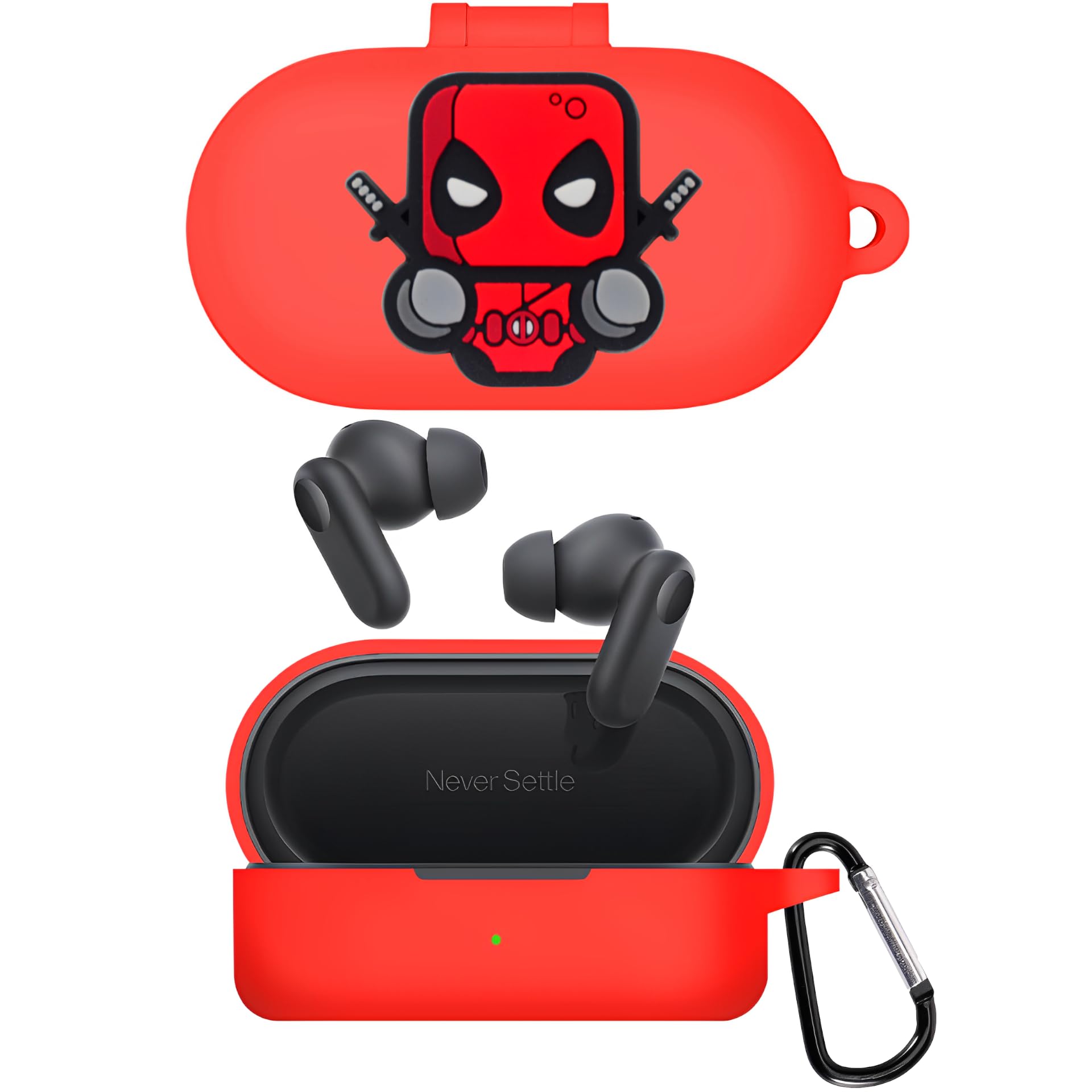 New Silicone Case Compatible with Oneplus Nord Buds 2r Protective Soft Silicone 360° Full Protection Dust-Proof Shockproof Case Cover with Hook (Cover Only) (Dead-Pool)-image-9