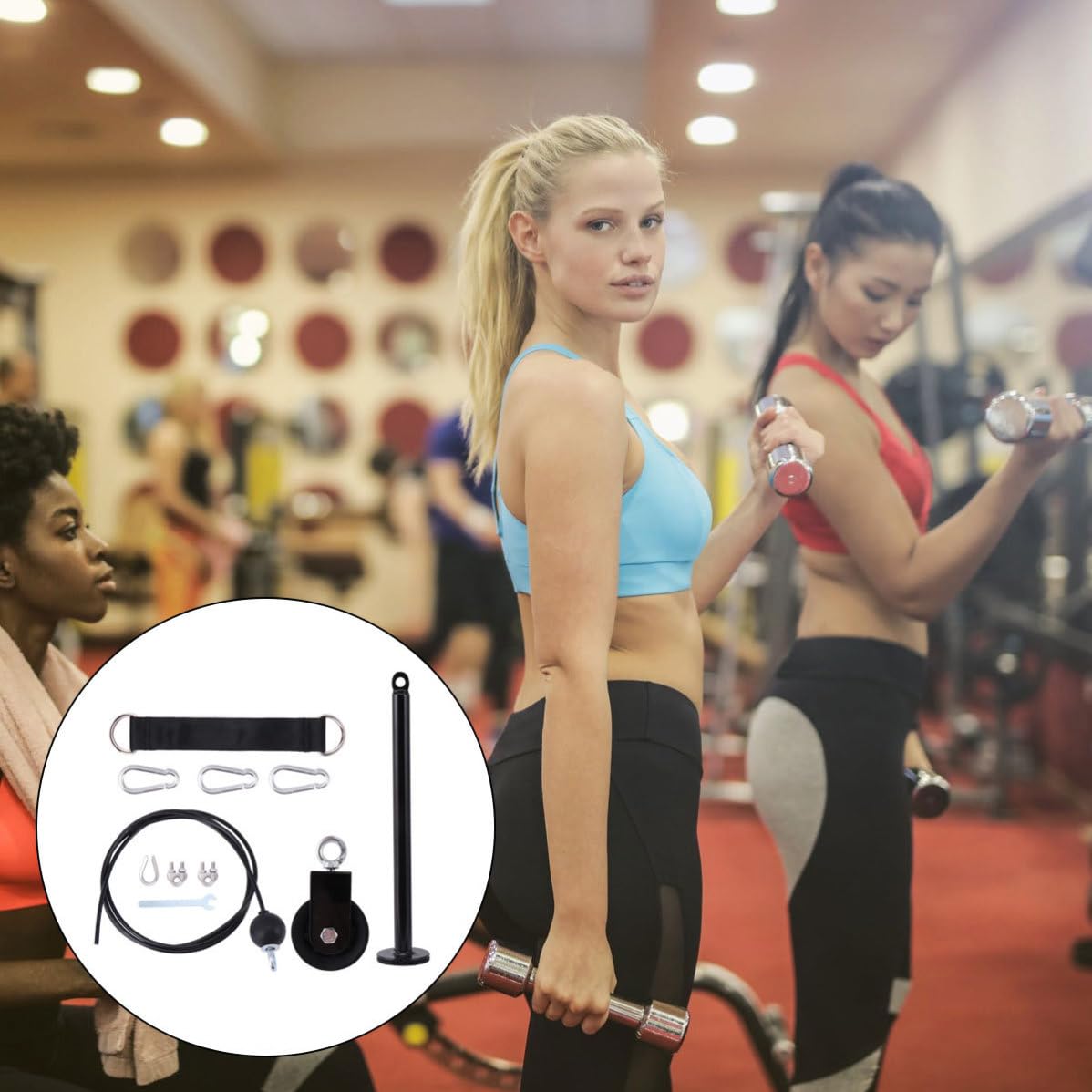 GALPADA Juego de Poleas y Cables para Fitness Sistema de Máquina de Cable de Polea, Material Metálico, Fácil de Usar y Almacenamiento Conveniente para Gimnasio en Casa
