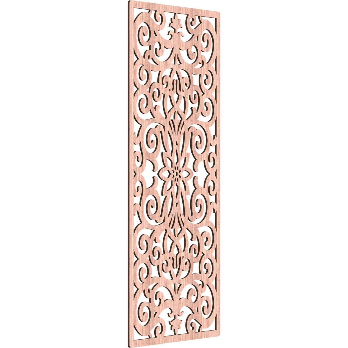 Buel Decorative Pierced Fretwork Wood Wall Panels, 29 3/8"W x 74 3/8"H x 3/8"T, Walnut