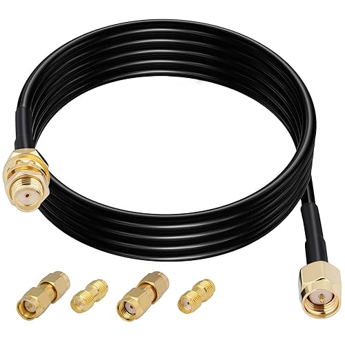 Miniatura 9 de Cable de antena SMA RG174 Cable coaxial Paquete de 2 unidades de 10 pies SMA hembra a SMA macho Bulkhead Add-on SMA a SMARPSMA Kit adaptador para