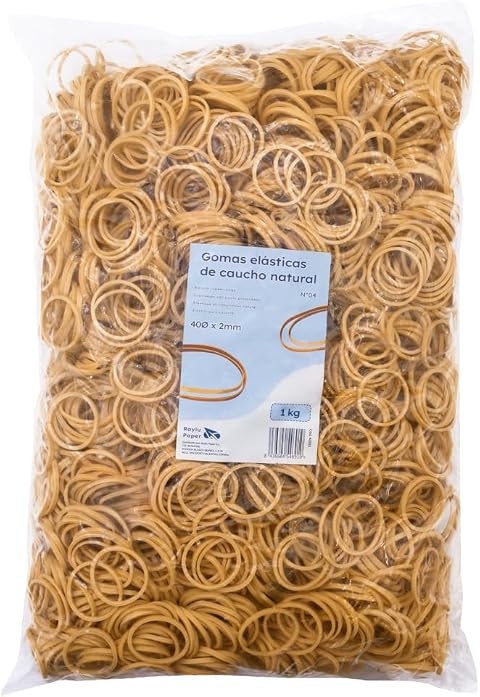 RAYLU PAPER - Gomas elásticas de caucho 100% natural, bandas elásticas papelería resistentes y reutilizables para oficina y hogar (40 Ø x 2 mm, 1000g)