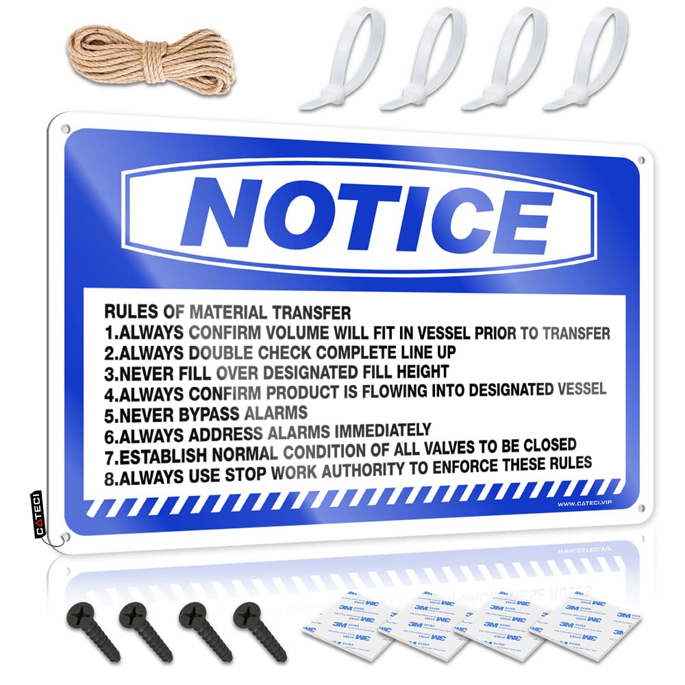 HELIOFORGE Tin Signs For Garage Notice Rules Of Material Transfer Tin Sign Bar Rules Sign Metal Man Cave Decor(30X40CM)