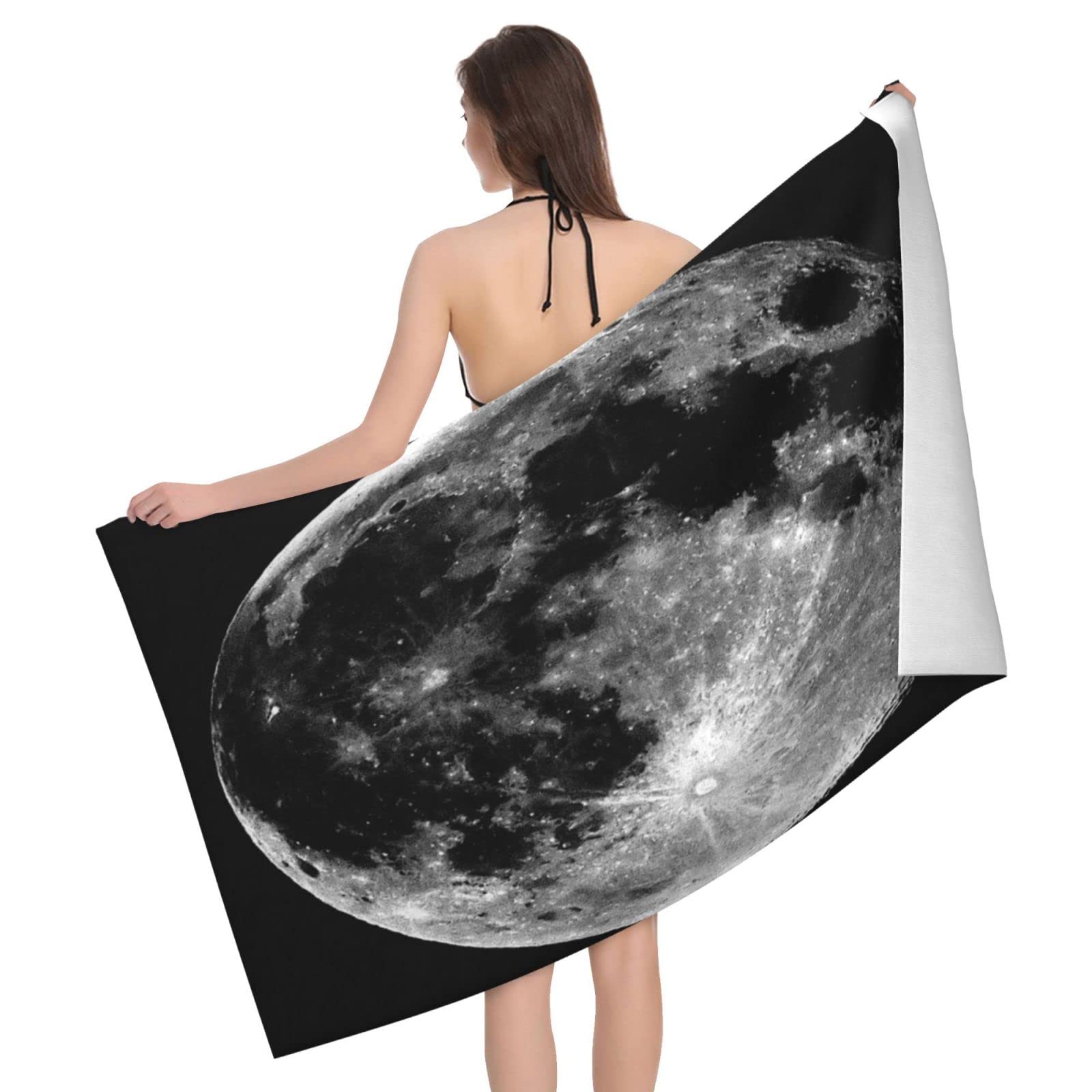 Lawenp Moon Beach Towel, Lightweight Sand Free Quick Dry Microfiber Absorbent Bath Towel for Kids, Adults, Swimming, Bath, Yoga, Pool, Travel, Camping 32"X52"