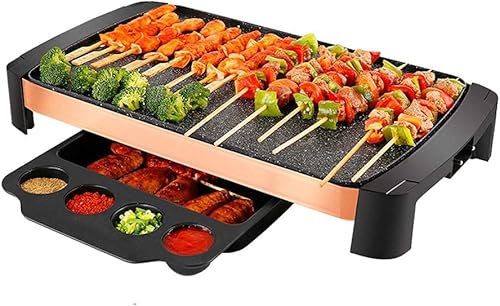 Miniatura 5 de Parrilla eléctrica de mesa Teppanyaki, parrilla antiadherente, 5 limas con temperatura ajustable, barbacoa de placa caliente para barbacoa, parrilla