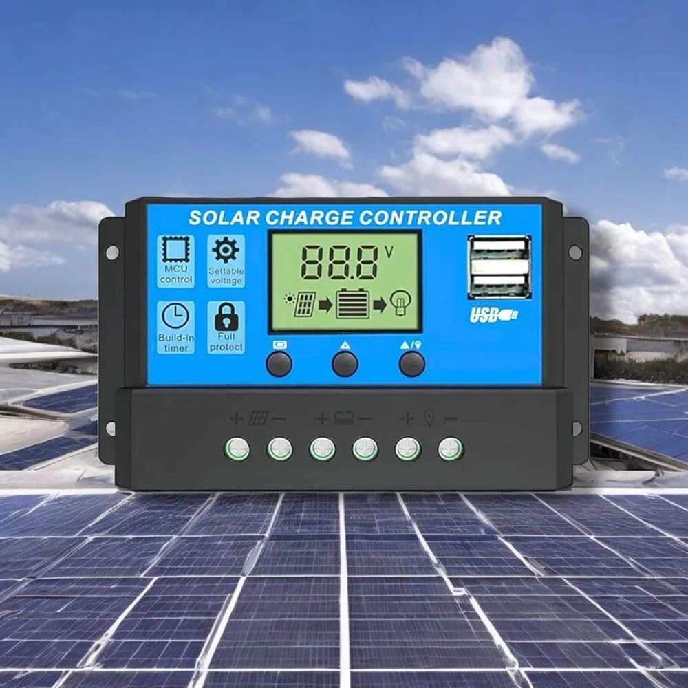 12V/24V 10A Solar Charge Controller PWM Solar Panel Regulator with Adjustable LCD Display Dual USB Port-image-37