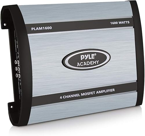Pyle Amplificador estéreo para automóvil de 4 canales, 1600 W, sonido MOSFET de alta potencia, sonido automático, caja de amplificador de altavoz