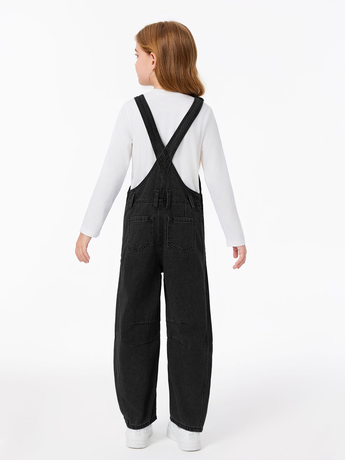 Haloumoning Combinaison en denim pour fille - Salopette en jean - Sans manches - Pantalon long - Combinaison décontractée - Coupe ample - Avec poches