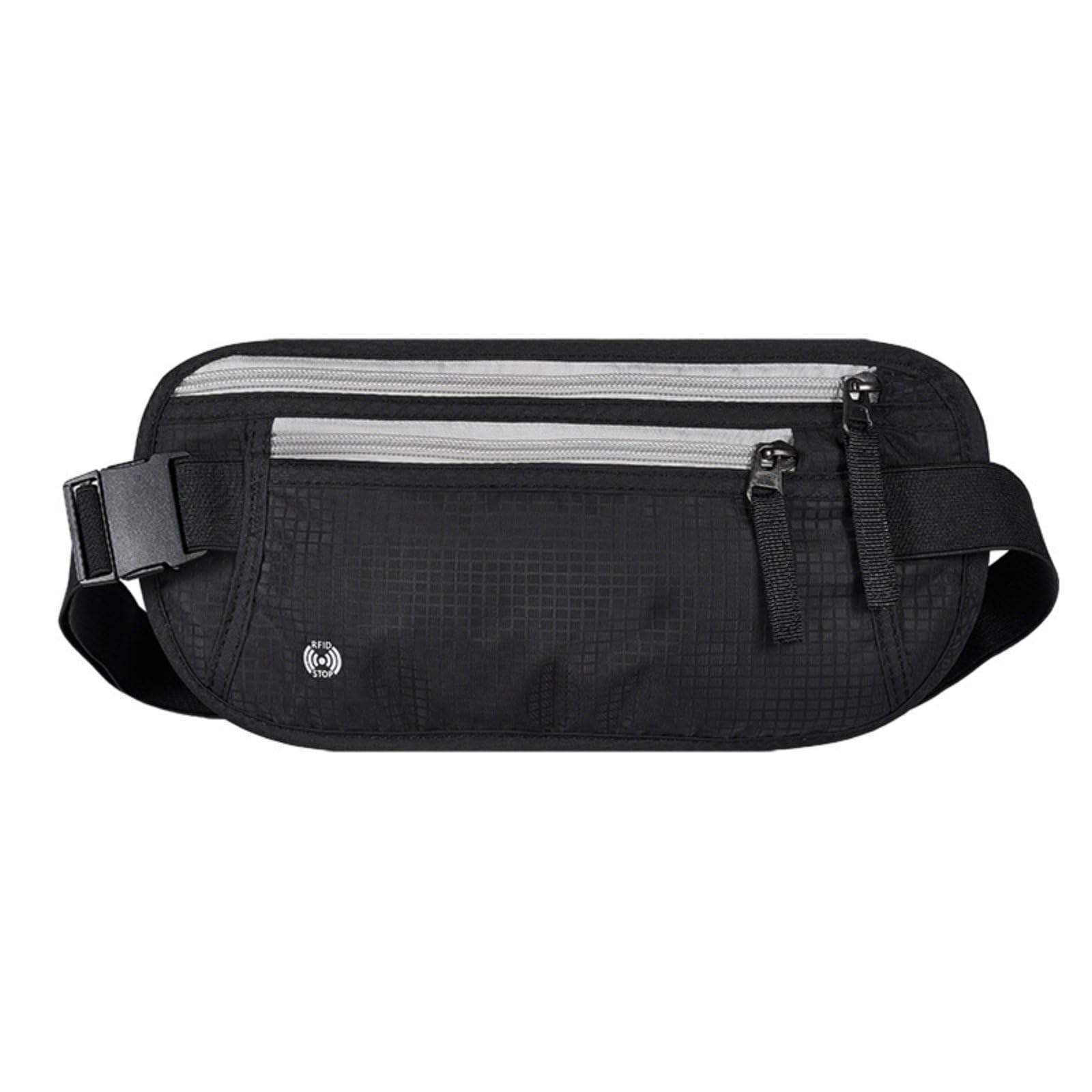 STYLEHEAVEN Water-Resistant Hidden Passport Holder Bag Multiple Pockets Contactless Blocking Money Belt Adjustable Elastic Strap Slim Travel Waist Pouch for Travelers, Outdoor, Black a|Travel | Trave-image-41