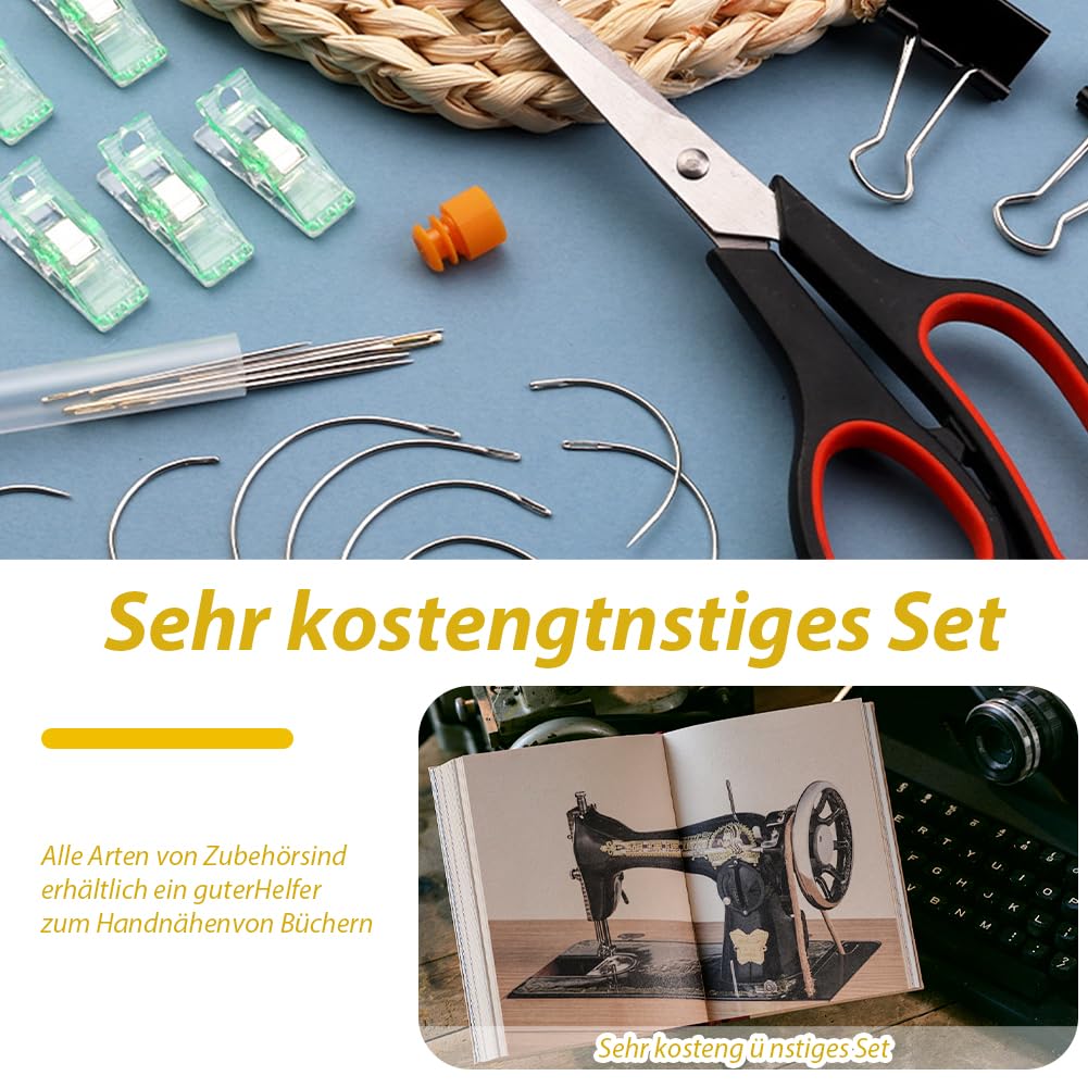 Piashow Kit de reliure de livres 41 pièces - Matériel de reliure en 3 parties - Outils de reliure de livres - Fil ciré - Outils de démarrage de reliure avec ruban de reliure - Alêne pour bricolage de