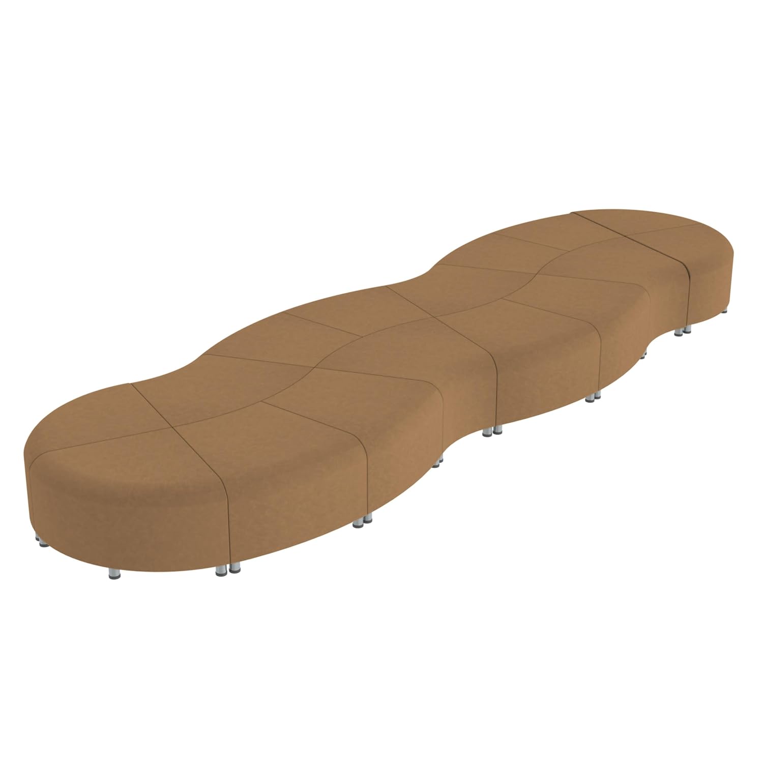 FDP Pro Series Rustic Connect Curved Swell Backless Seating Collaborative Commercial Furniture for Hotel Lobby Office Restaurant Waiting