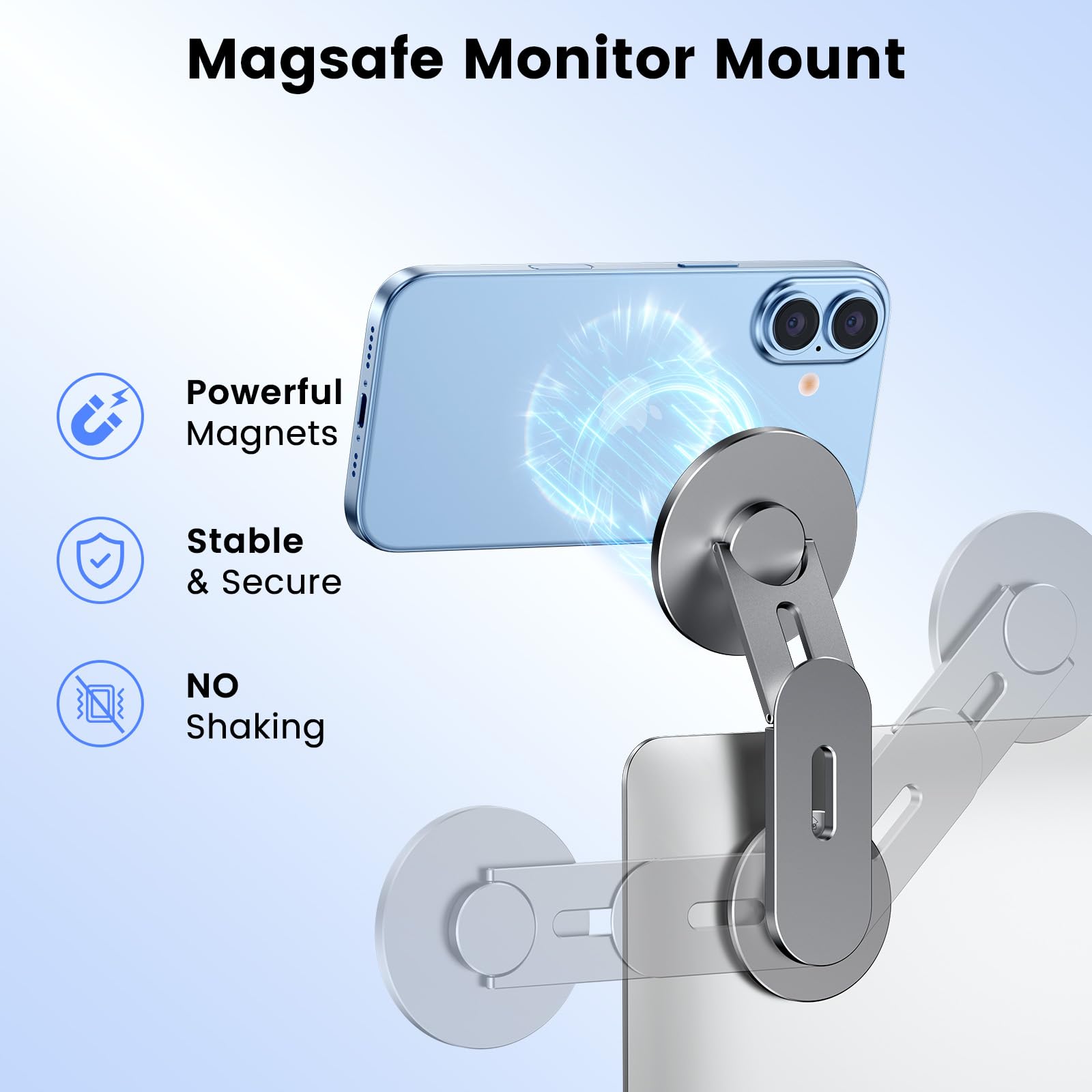 Magnetyczny uchwyt na telefon do laptopa MagSafe do iPhone'a 16/15/14/13/12 i wszystkich telefonów, regulowany 180° uchwyt boczny do monitora komputerowego Tesla, uchwyt na telefon