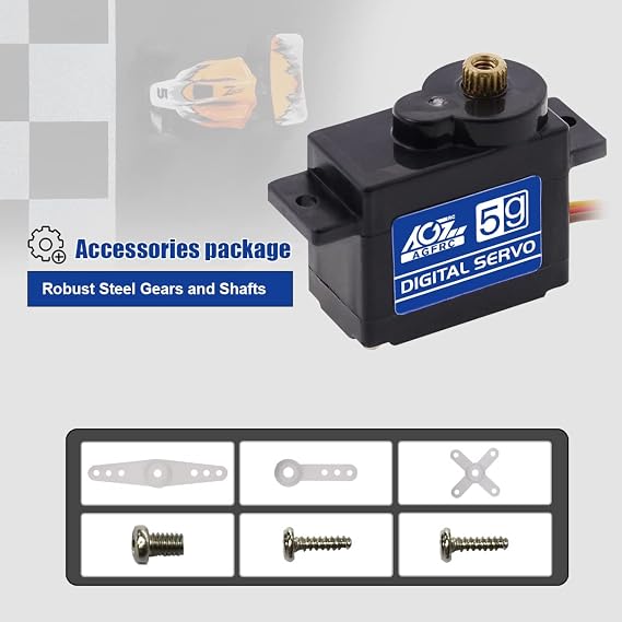 AGFRC Sub-Micro RC Servo Motor - Upgrade Metal Gear 8g 1kg 0.075Sec high Speed Coreless Digital Drift Racing Servo for 1/28 RC Cars Airplanes(B05CLS)