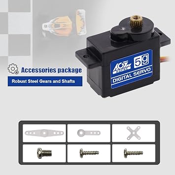 AGFRC Sub-Micro RC Servo Motor - Upgrade Metal Gear 8g 1kg 0.075Sec high Speed Coreless Digital Drift Racing Servo for 1/28 RC Cars Airplanes(B05CLS)