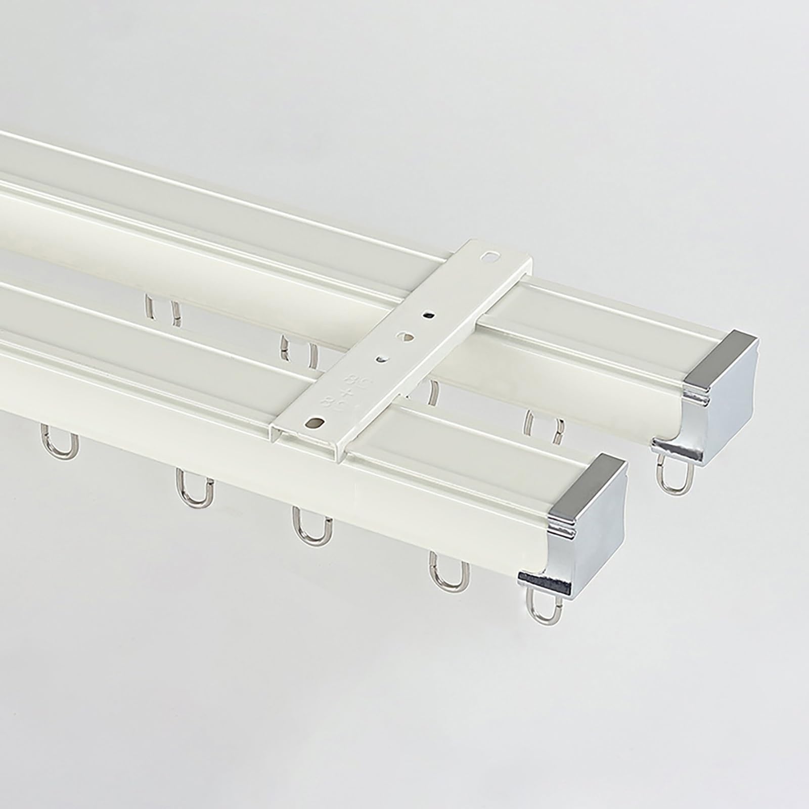 Aluminum Ceiling Curtain Track 1-4 Meter Heavy-Duty Double Curtain Track System Colorful Curtain Rails, Ceiling Or Wall Mount Curtain Track Rails Sliders Runners for Room Partitions(White,330cm(10.8ft