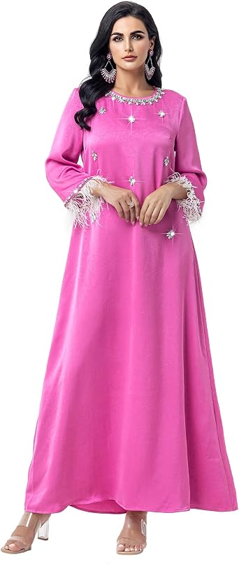 Elegant 1PC Muslim Dresses for Women, Long Sleeve Elegant Maxi Gown, Dress for Women Ideal for Casual & Special Occasions
