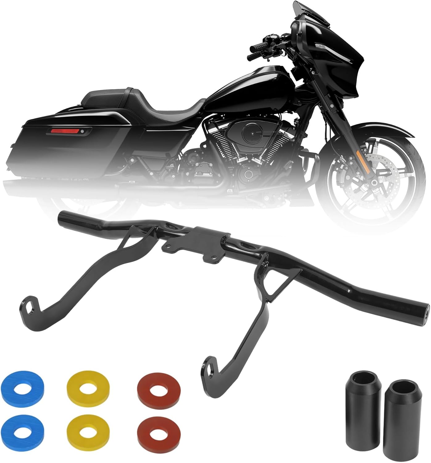 Engine Guard Front Highway Crash Bar for Harley Touring Street Glide Road Glide Road King Electra Glide Ultra Limited 2014-2023/ Gloss Black