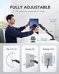 HUANUO Moniteur unique, 13 à 32 Bras de moniteur de conception de pouce, support réglable, montage Vesa avec pince et base Grommet - Convient 4.4 à 19.8lbs LCD Moniteurs d'ordinateur