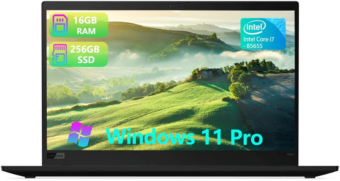 Lenovo ThinkPad X1 Carbon 7th Ultrabook Laptop, 14" FHD (1920 x 1080), Core i7-8665U, 16GB RAM, 256GB SSD, Backlit Keyboard, Type-C, Windows 11 Pro (Renewed)