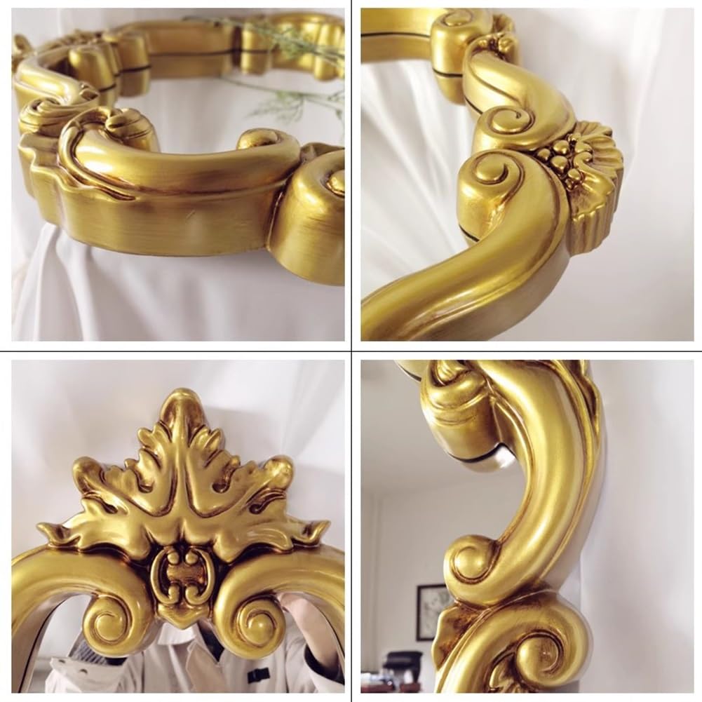 Barokowe Francuskie Zabytkowe Dekoracyjne Lustro Ścienne, Duże Nieregularne Lustro Łazienkowe do Slaapkamer Woonkamer Dressoir(Gold)