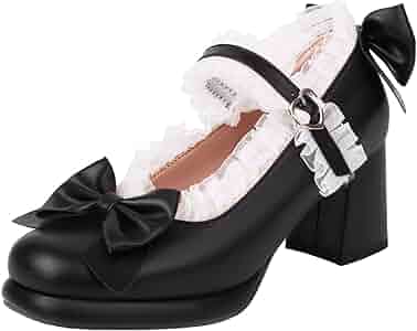 Amazon.com | Seborluys Women Kawaii Block Heel Mary Jane