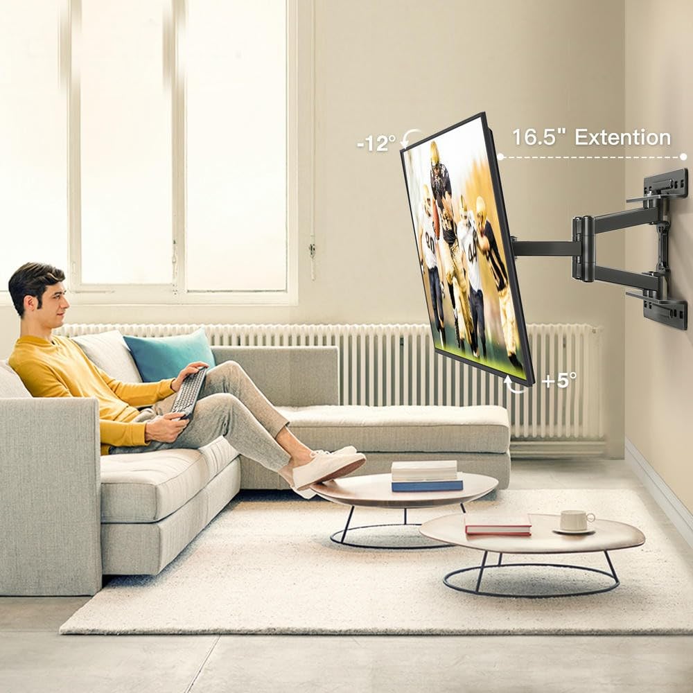 Supporto TV NYSDM Adatto per schermi da 23-65" Fino a 99 libbre con Bracci articolati a Movimento Completo, Estensione, inclinazione, Rotazione, livellamento.