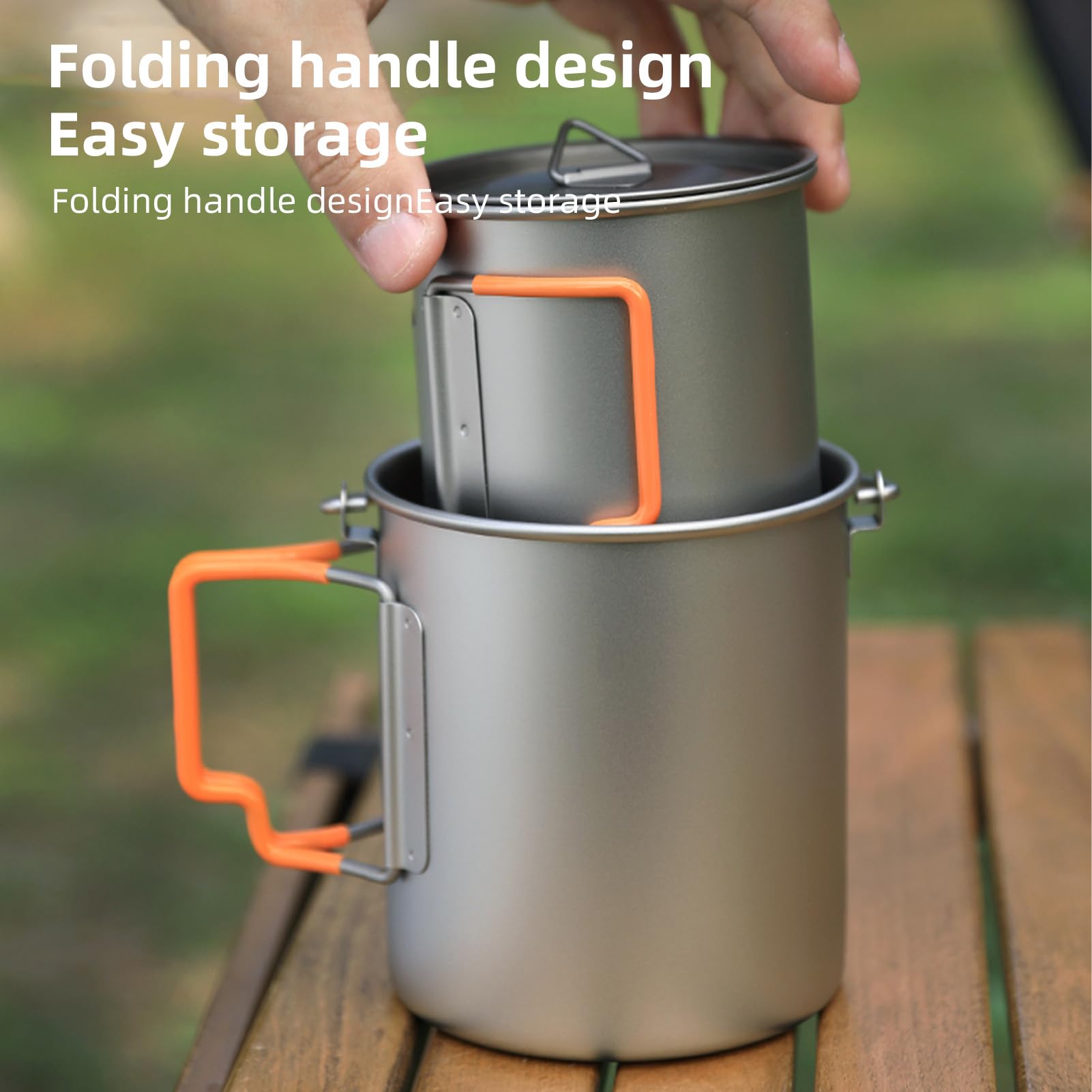 Stapelbare Tassen Camping Cups Travel Cups Faltbares Griff Tragbare Outdoor -Camping- und Reise -Tassen (450 ml Tasse+750 ml Topf)