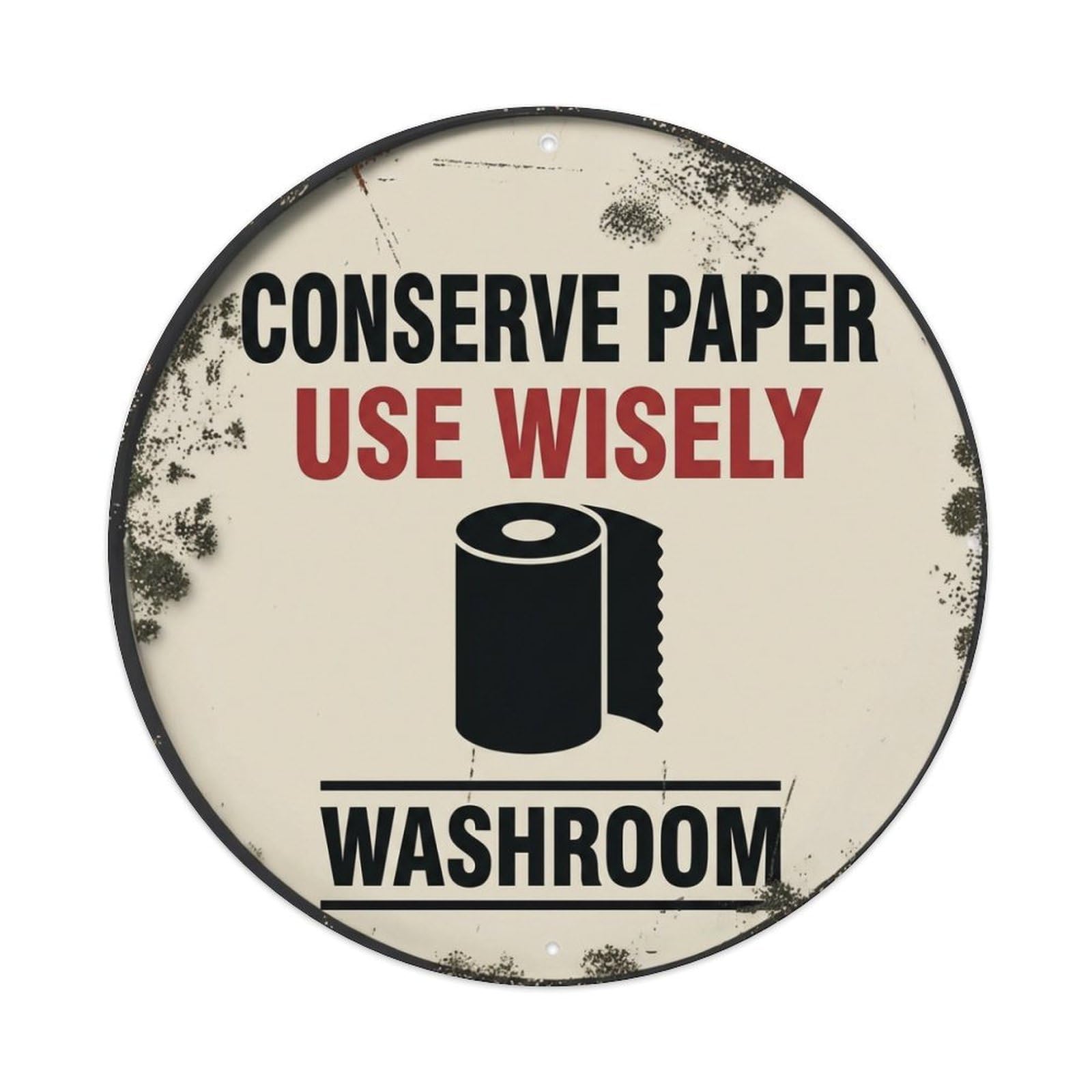 Metal Tin Sign Conserve Paper Use Wisely Washroom Warning Sign