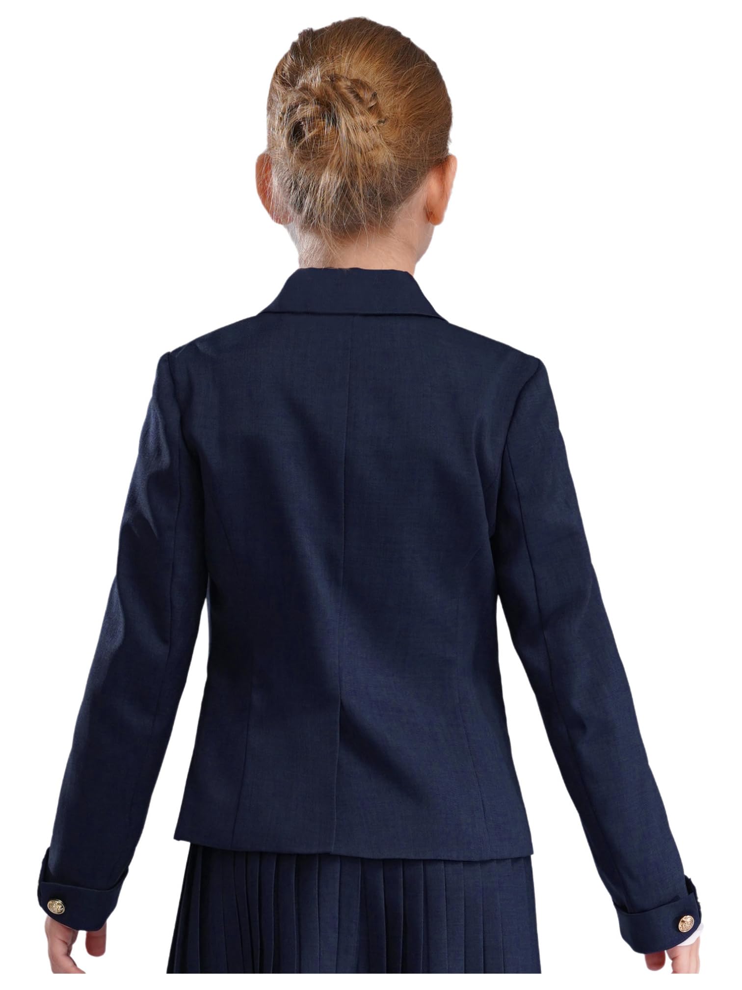 MSemis Blazer d'uniforme Scolaire Japonais Enfant Fille Veste Blazer Élégante Col Revers Manches Longues Veste de Costume d'honneur Soirée Mariage Cérémonie 5-16 Ans