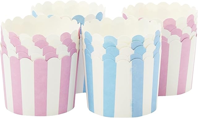 Mason Cash 2008.037 Candy Stripe Baking Bun and Muffin Cases, Paper, Pink/Blue, 6 x 5.5 x 7 cm