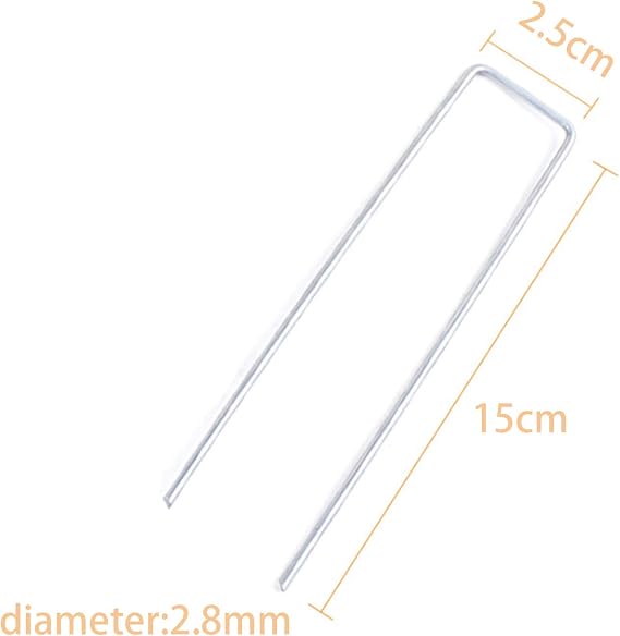 50pcs Garden Securing Pegs,6''/150mm Artificial Grass Pegs,Securing Lawn U Shaped Nail Pins Heavy Duty Garden Ground Pegs Stakes Staples for Weed Control Fabric,Matting,Membrane,Netting,Chicken Wire