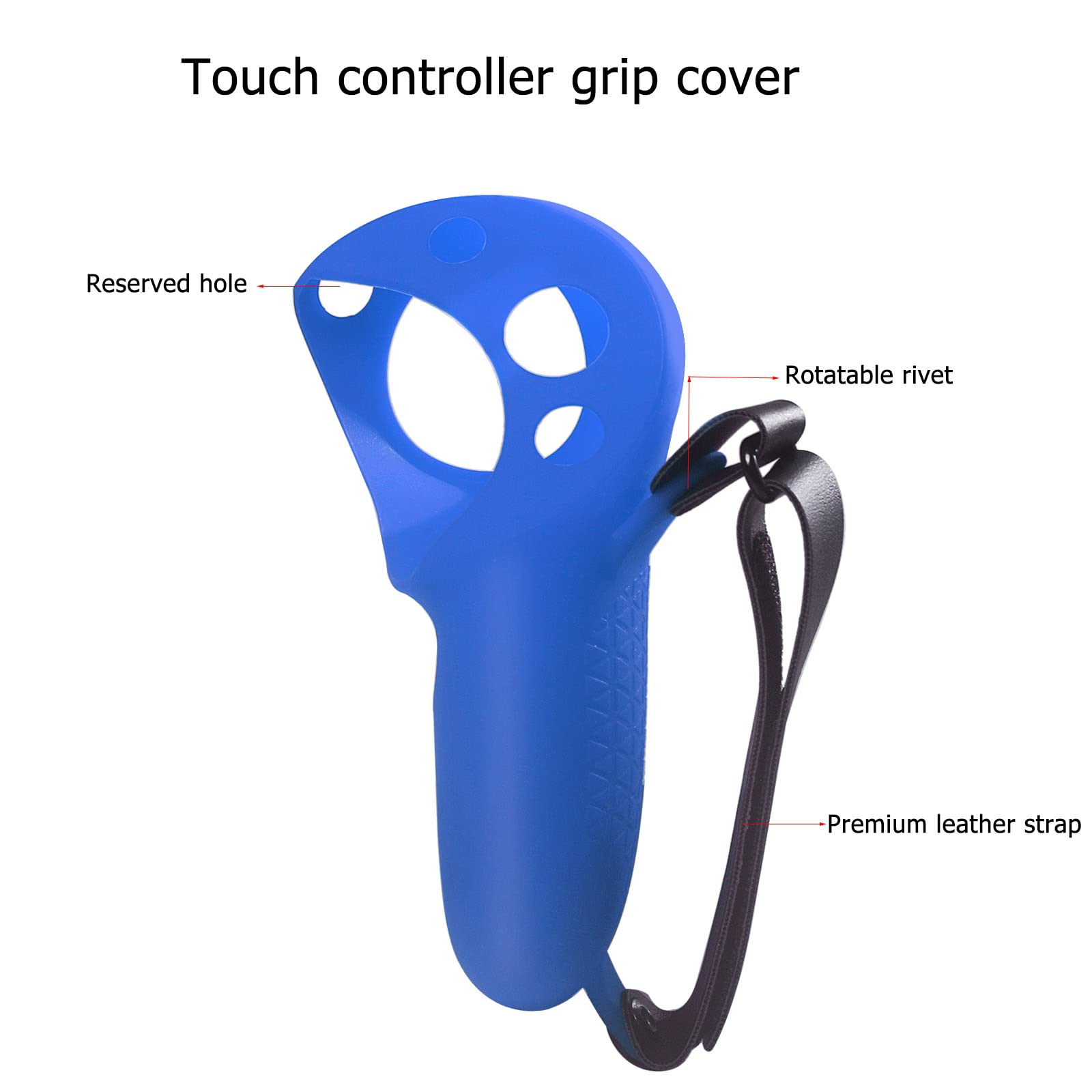 Cover in silicone per Meta Quest Pro, custodia protettiva compatibile con accessori Meta Quest Pro, impugnature per controller touch con cinghie per nocche (blu)