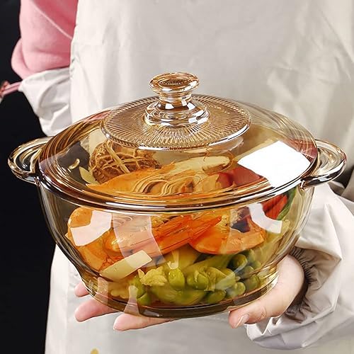 Miniatura 4 de Utensilios de cocina de vidrio, olla de vidrio de 57 onzas1.7 L, cacerola de vidrio con tapa, ollas transparentes resistentes al calor, recipientes