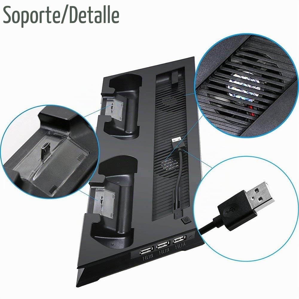 Base vertical vertical para PS4 Slim de carga y controlador de ventilador PlayStation 4 en 1