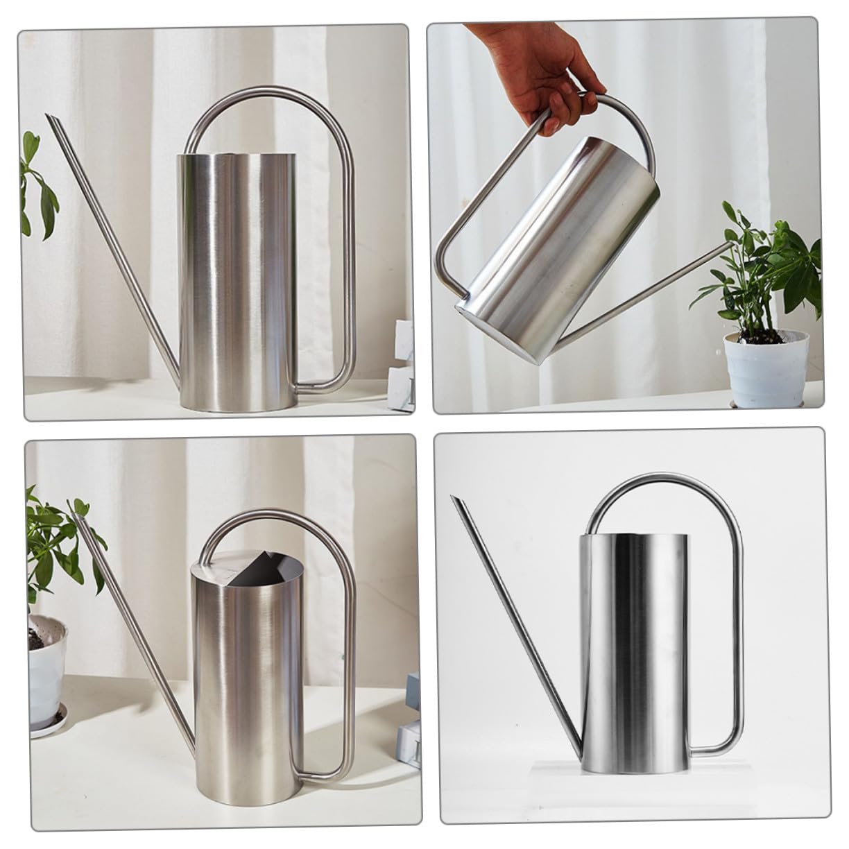 Edelstahl Gießkanne 1, 5l mit Langem Ausguss für Garten | Silber, Ergonomischer Griff, Leicht Nachfüllbar, Stabile Ausführung, 1, 5 Liter Fassungsvermögen