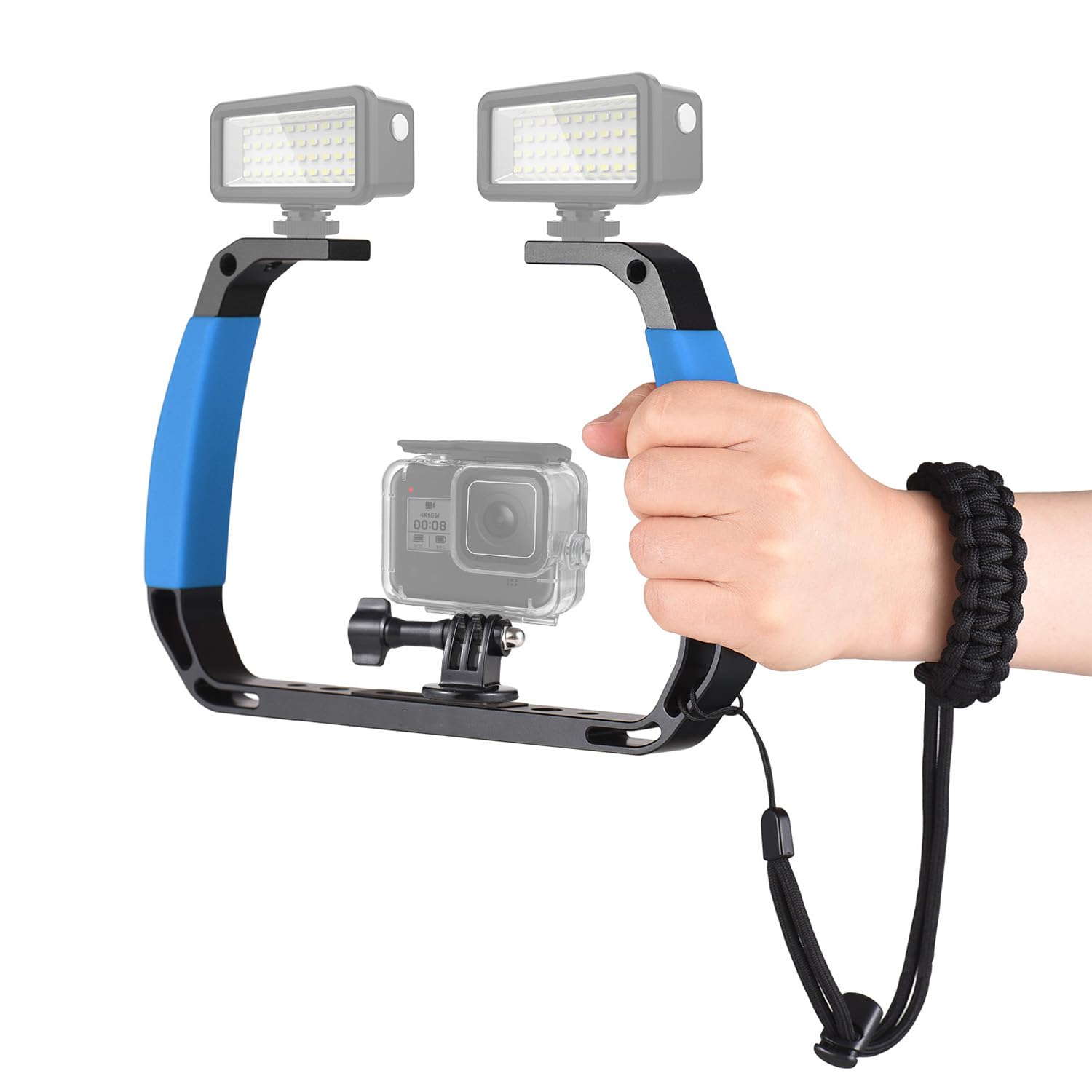 Kamera sportowa podwodna do nurkowania, ręczny stabilizator, klatka na kamerę, z uchwytami na zimną stopkę, pasek na nadgarstek, kompatybilny z Hero 12/11/10 DJI Osmo Action 4/3/2